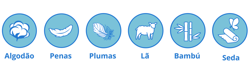 diferentes materiais edredom